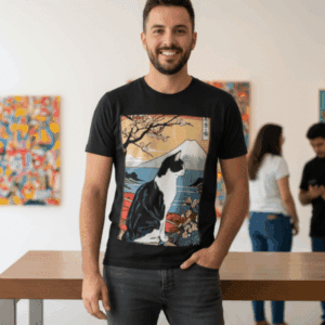 Camiseta Quality Masculina Gato Cereja