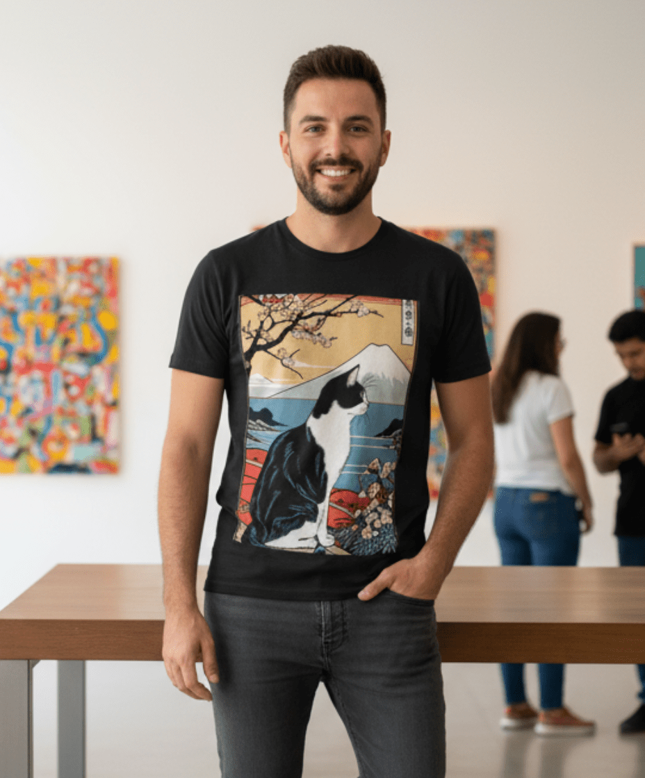 Camiseta Quality Masculina Gato Cereja