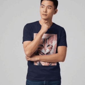 Camiseta Masculina Quality Gato Rosa