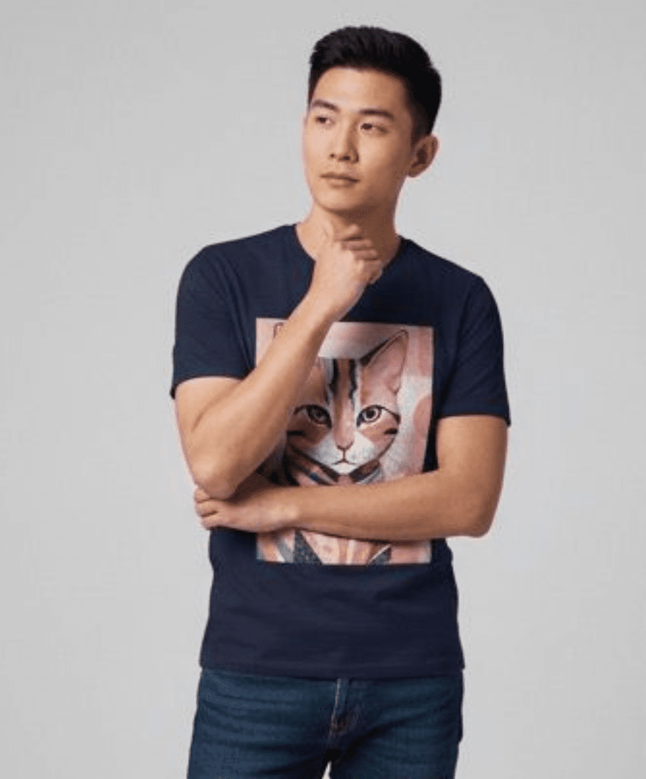 Camiseta Masculina Quality Gato Rosa