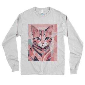 Camiseta Quality Manga Longa Gato Rosa