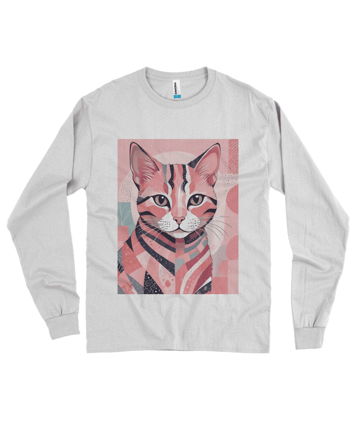 Camiseta Quality Manga Longa Gato Rosa
