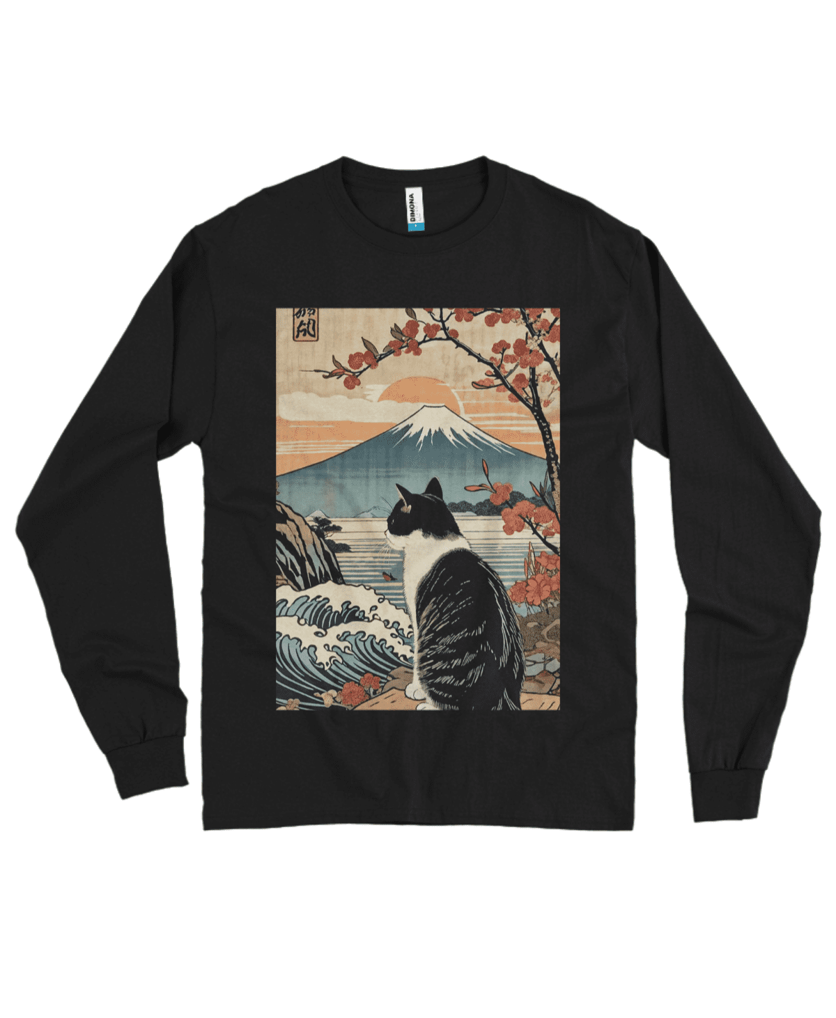 Camiseta Manga Longa Gato e Monte Fuji - Imagem 4
