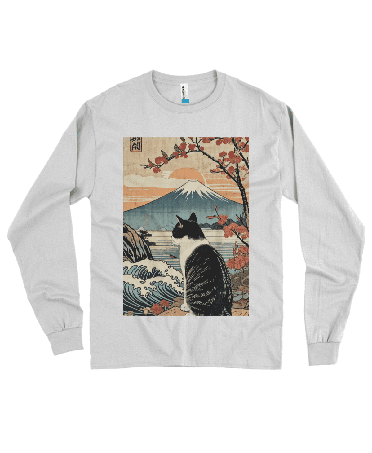 Camiseta Manga Longa Gato e Monte Fuji - Imagem 3