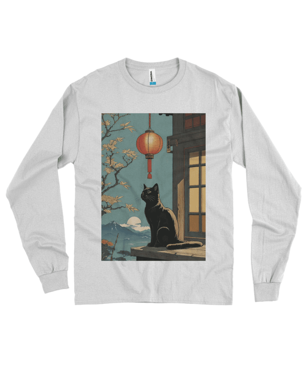 Camiseta Manga Longa Gato e a Luminária