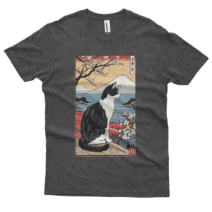 Camiseta Masculina Estonada Gato e a Cerejeira