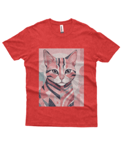Camiseta Masculina Estonada Gato Rosa