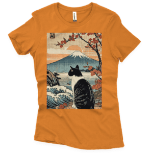 Camisa Quality Feminina Gato e o Monte Fuji