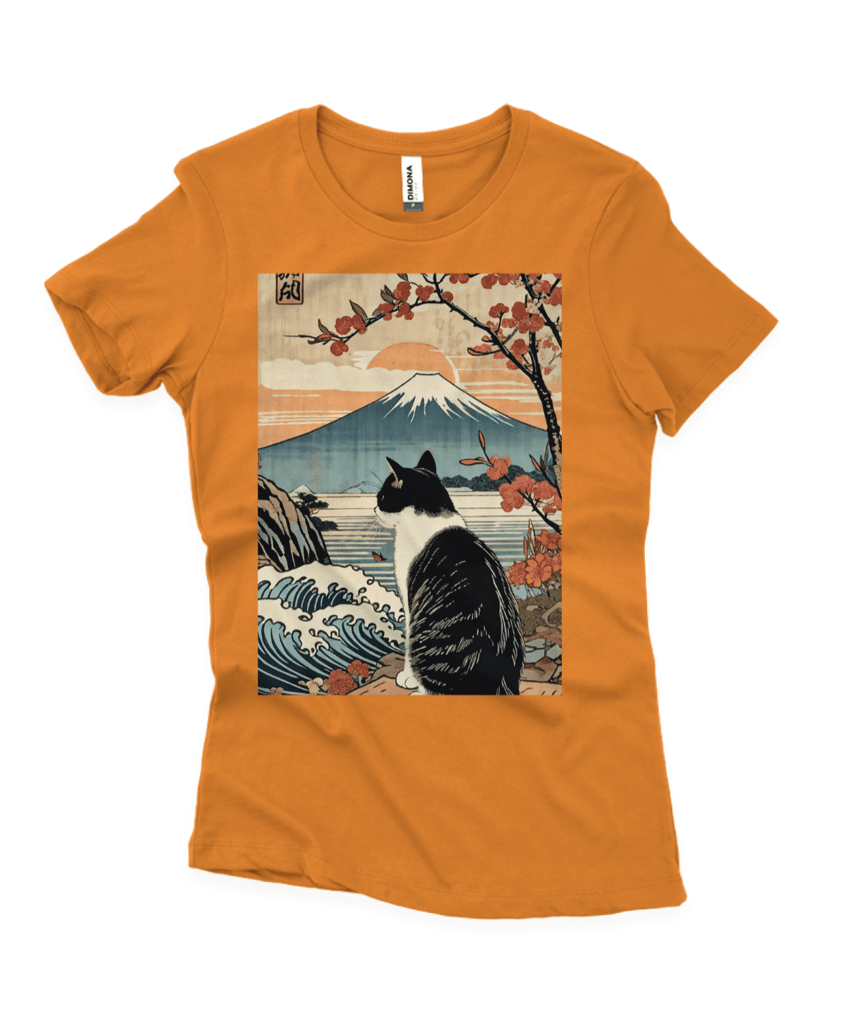 Camisa Quality Feminina Gato e o Monte Fuji